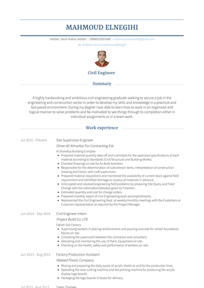 Site Supervisor Engineer Resume Sample and Template