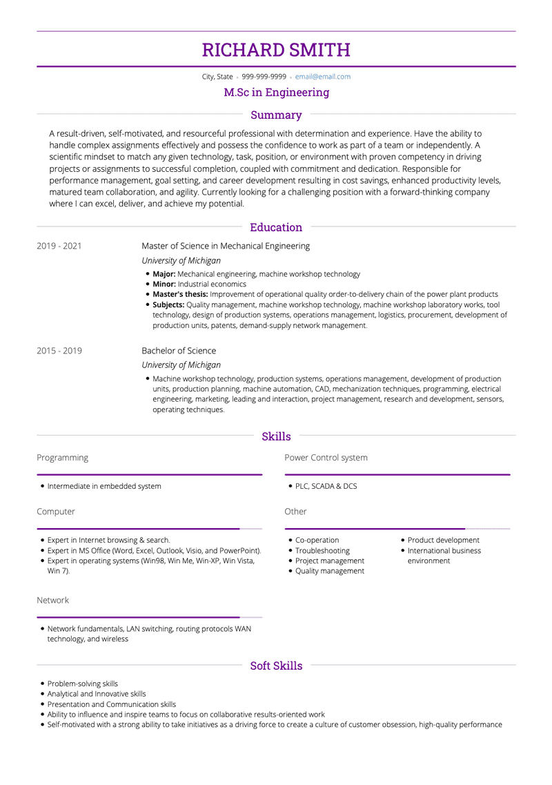 Entry Level CV Example and Template