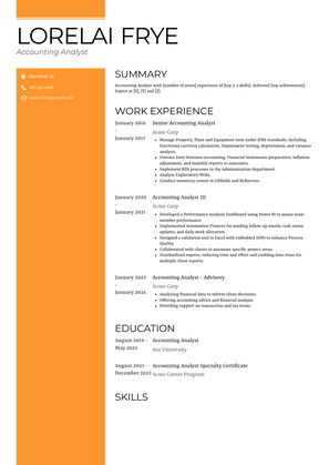 Accounting Analyst Resume Sample and Template