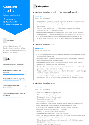 Assistant Superintendent Resume Sample and Template