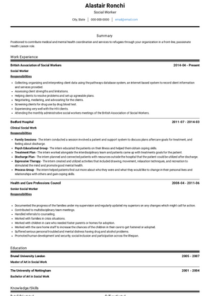 Social Worker Resume Sample and Template