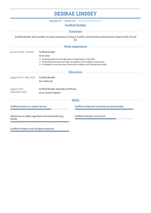 Scaffold Builder Resume Sample and Template