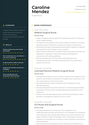 Surgical Nurse Resume Sample and Template