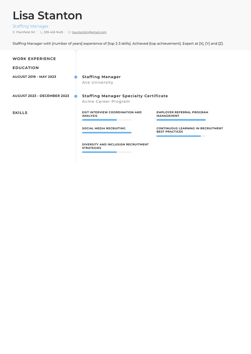Staffing Manager Resume Sample and Template