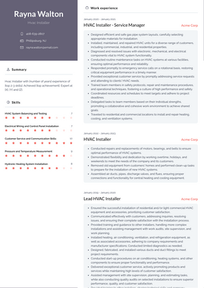 Hvac Installer Resume Sample and Template