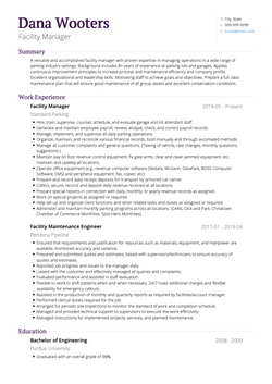 Facility Manager Resume Sample and Template
