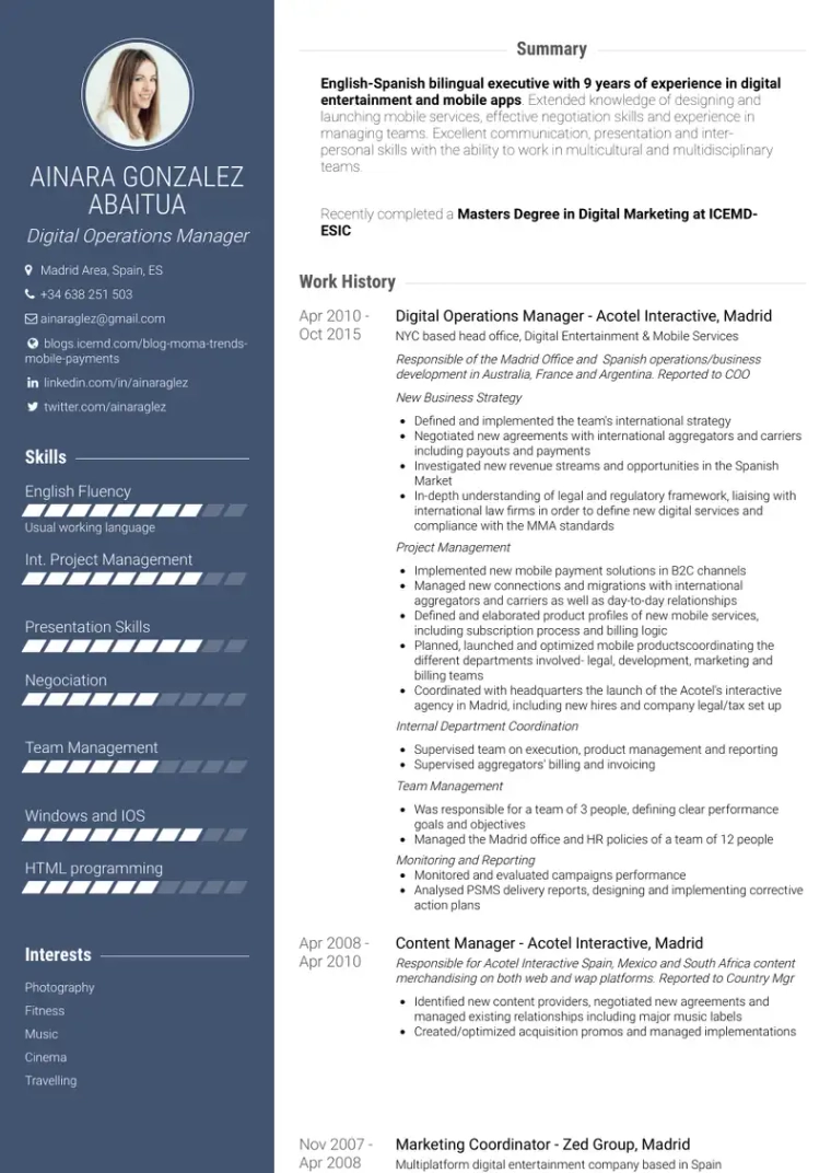 digital operations manager resume