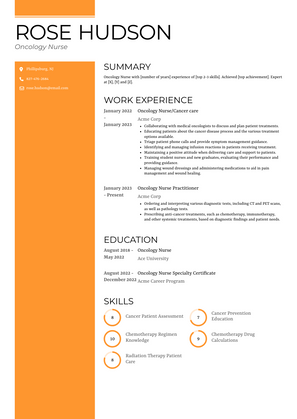 Oncology Nurse Resume Sample and Template