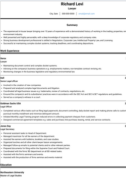 Lawyer Resume Sample and Template