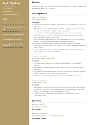 Enterprise Architect Resume Sample and Template