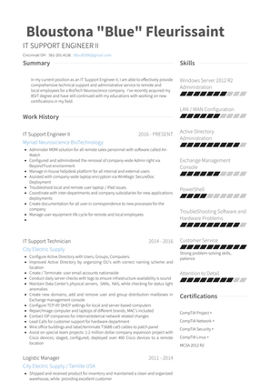 It Support Technician Resume Sample and Template