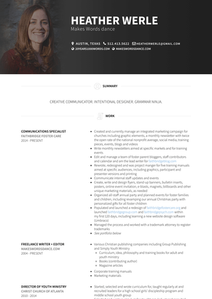Communications Specialist Resume Sample and Template