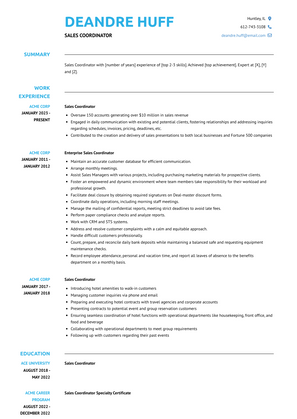 Sales Coordinator Resume Sample and Template