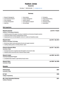 Research Resume Sample and Template