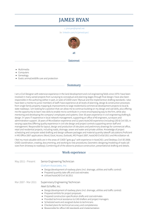 Senior Engineering Technician Resume Sample and Template