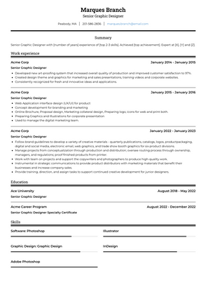 Senior Graphic Designer Resume Sample and Template