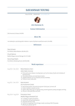 Media Relations Intern Resume Sample and Template