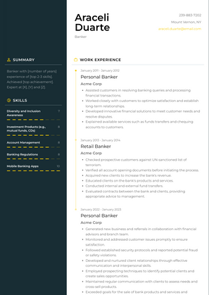 Banker Resume Sample and Template