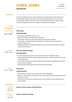 Web Developer Resume Sample and Template