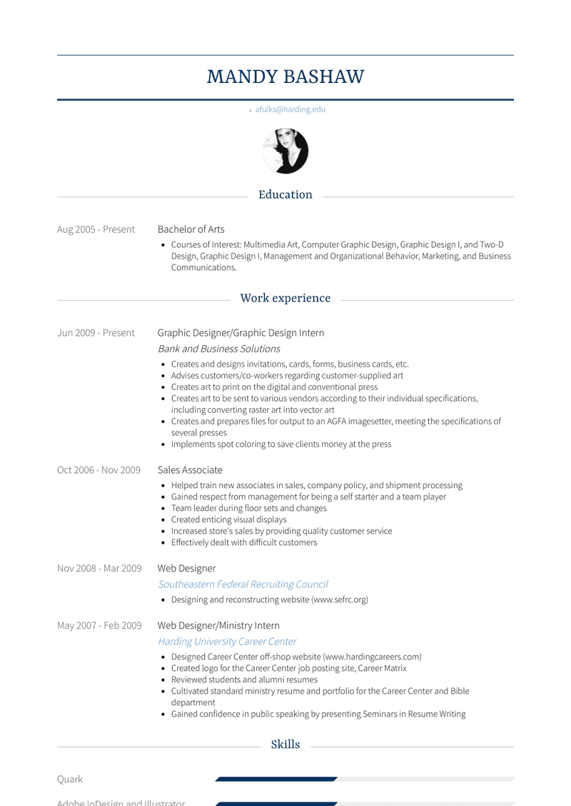 Graphic Designer/Graphic Design Intern Resume Sample and Template