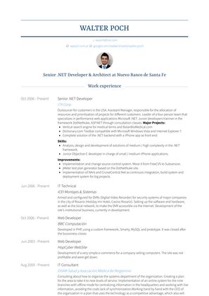 Senior .Net Developer Resume Sample and Template