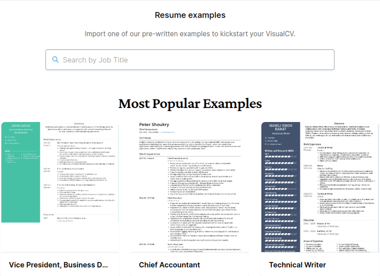 import a resume example