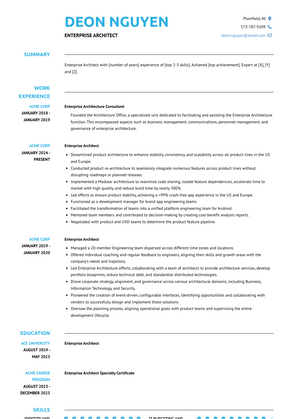 Enterprise Architect Resume Sample and Template