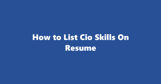cio resume skills