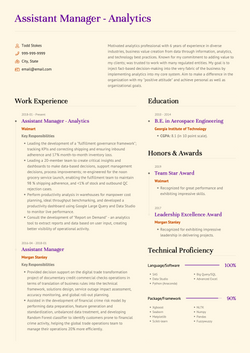 Assistant Manager Resume Sample and Template