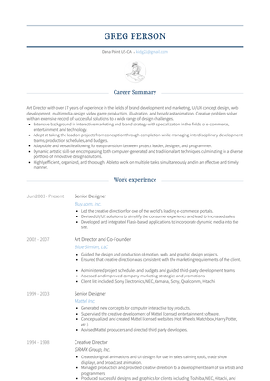 Senior Designer Resume Sample and Template