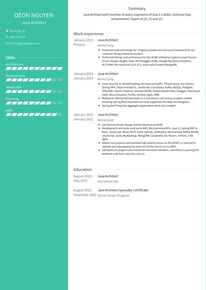 Java Architect Resume Sample and Template