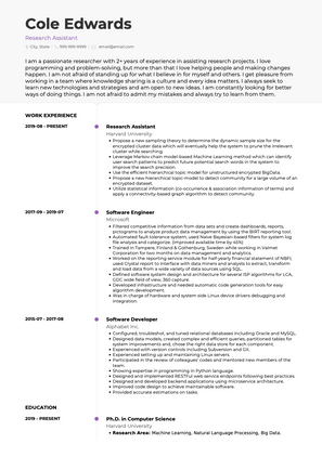 Research Assistant CV Example and Template