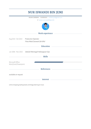 Production Operator Resume Sample and Template