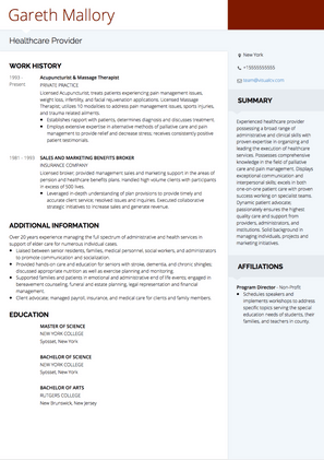 Health Care Provider CV Example and Template