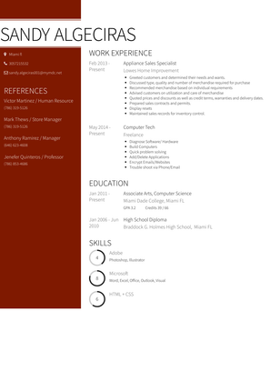 Appliance Sales Specialist Resume Sample and Template