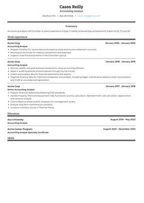 Accounting Analyst Resume Sample and Template