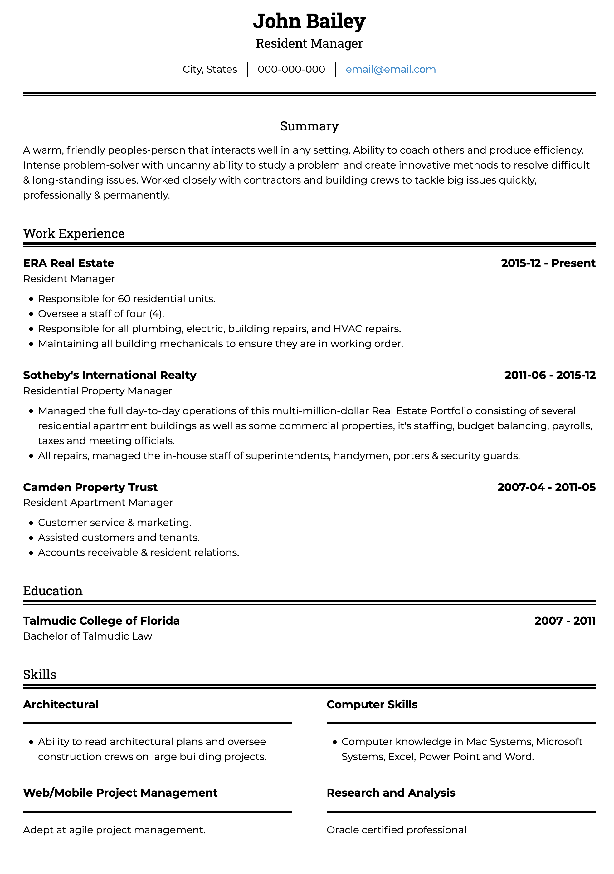 Ats Resume Template Word