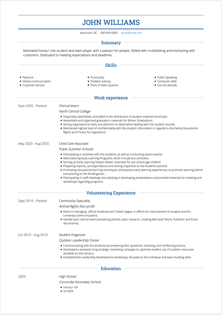 High School Resume Example Image