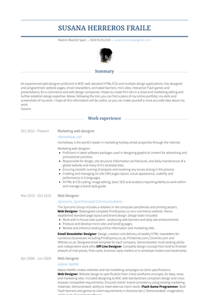 Marketing Web Designer Resume Sample and Template