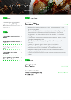 Proofreader Resume Sample and Template