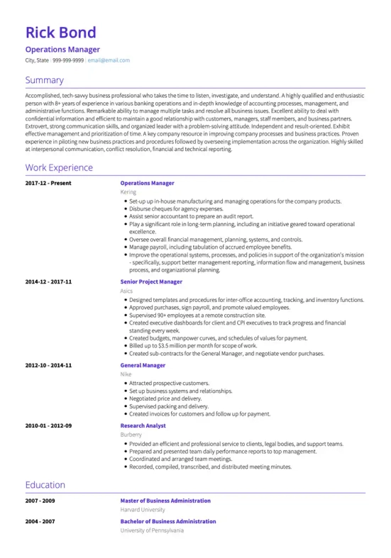 Operations Manager Resume Objective Examples