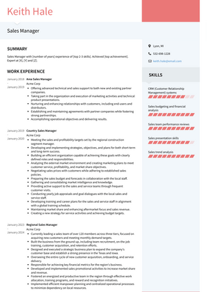 Sales Manager Resume Sample and Template