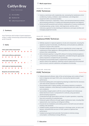 Hvac Technician Resume Sample and Template