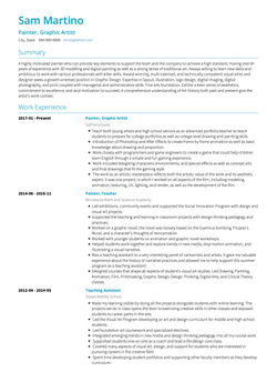 Painter & graphic artist Resume Sample and Template