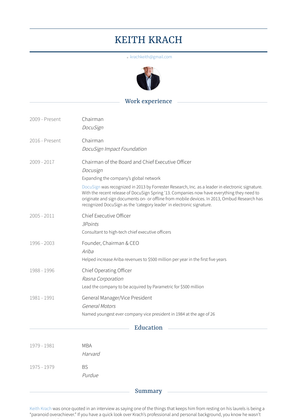 Chairman Of The Board And Chief Executive Officer Resume Sample and Template