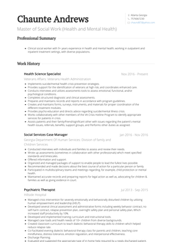Psychiatric Therapist  Resume Sample and Template