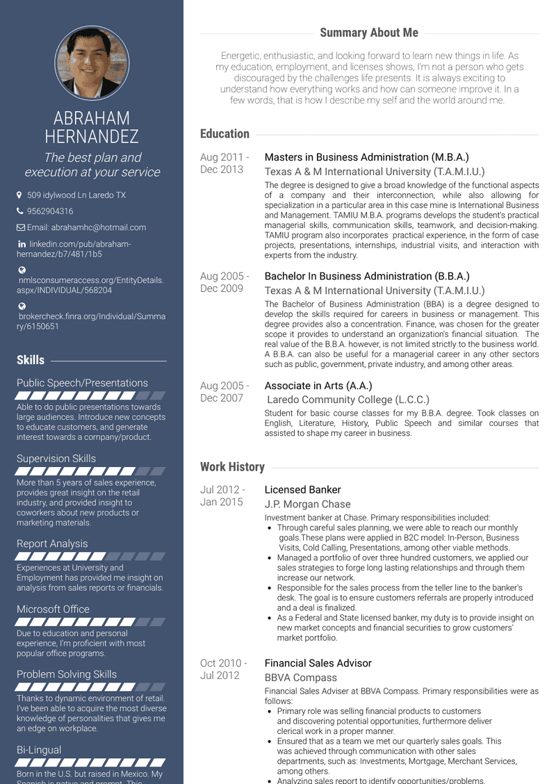 Licensed Banker Resume Sample and Template