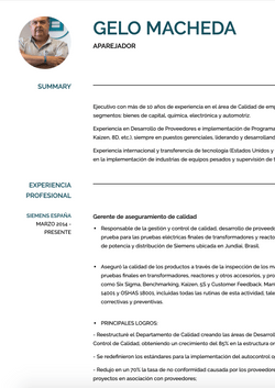 Aparejador Resume Sample and Template