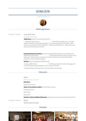 Social Work Intern Resume Sample and Template