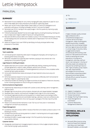 Paralegal CV Example and Template